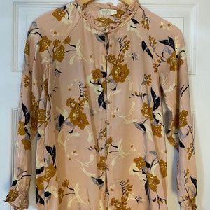 Spartina 449 100% Silk button down top, size XS